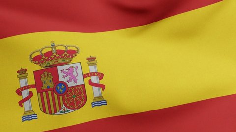 National flag of Spain waving original size and colors 3D Render, Spain flag or Bandera de Espana. la Rojigualda in Kingdom of Spain. Spanish flag textile