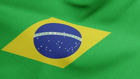 National flag of Brazil waving original size 3D Render, Brazil flag textile or Bandeira do Brasil, Federative Republic of Brazil, national motto Order and Progress