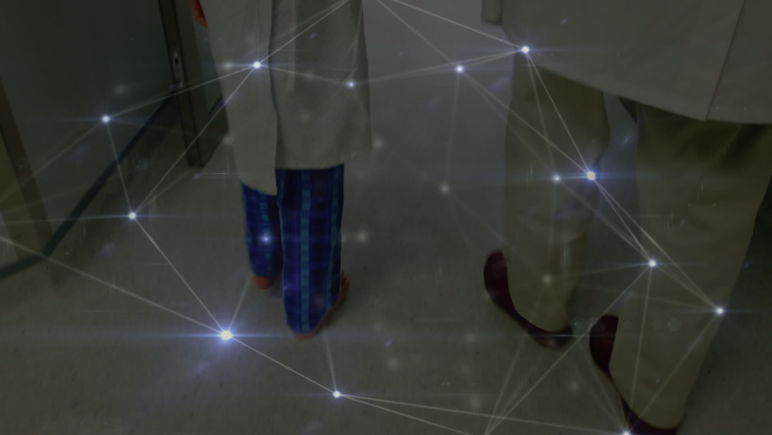 Animation of network of connections over diverse doctor and patient. global medecine, healthcare and connections concept digitally generated video.