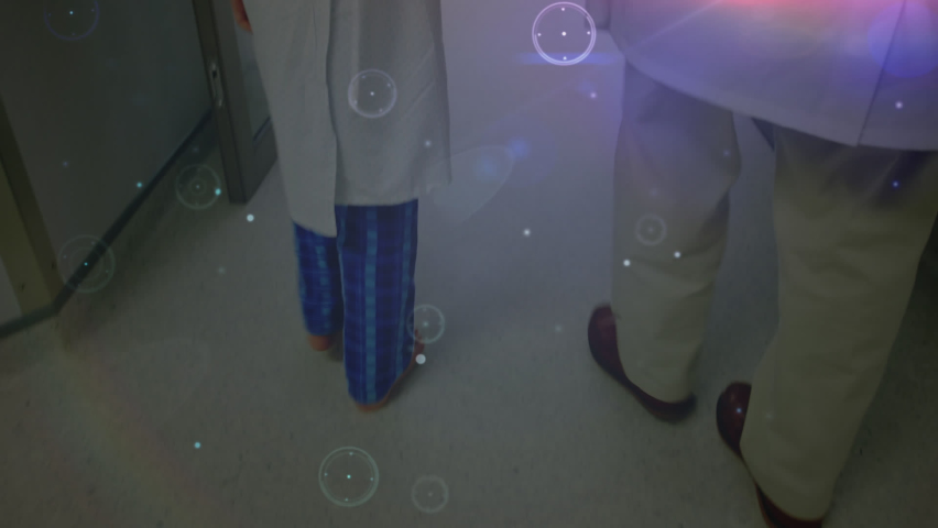 Animation of network of connections over diverse doctor and patient. global medecine, healthcare and connections concept digitally generated video.