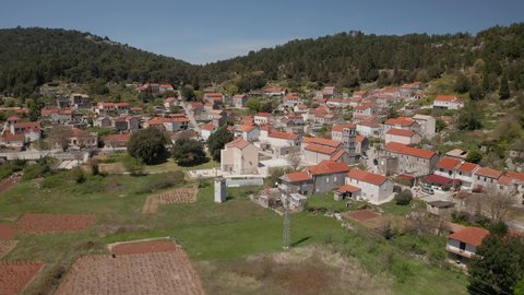 Aerial panorama of the Pupnat village of Korcula island in Dalmatia region, Croatia