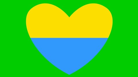 Animated yellow-blue pounding heart. Yellow and blue flag of Ukraine in the shape of a heart. Looped video of beating heart. Concept of patriotism, Ukraine, freedom, life of ukraine people. Vector ill