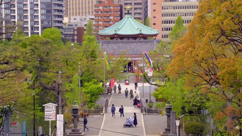 Ueno , Tokyo , Japan - 04 17 2020: Ueno monumental landmark, daytime, JAPAN circa April 2020