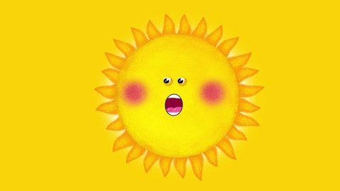 Sun happy cartoon singing. Seamless isolated loop, dynamic mouth. Good as background for music material, videoclip, karaoke, etc... Alpha channel included.