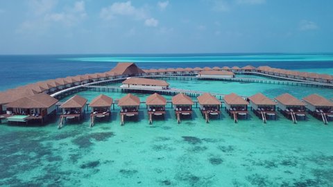 4K Footage Aerial View to the Luxury Resort, Maldives