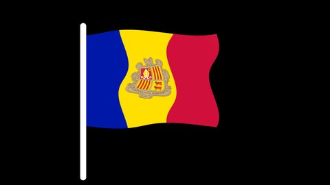 4K Animated Flag of Andorra with transparent background for multipurpose use.
