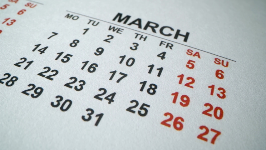 Calendar with an important event for 8 March, International Women's Day. 2022 year. Macro Royalty-Free Stock Footage #1088605997