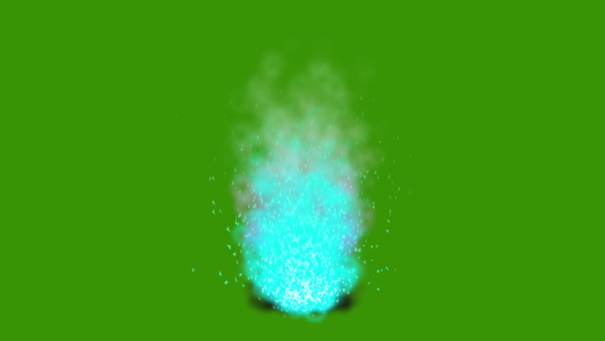 Mystical Blue Fire Flame Burning. Surreal Fire on Green Screen Bakcground