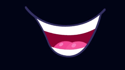 A few positions of cartoon sinhing mouth with dark blue outline and tongue. They will bring life to your character design. Alpha channel included. Seamless loop animation..
