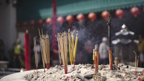 Joss sticks in Chinese temple in Bangkok, Thailand