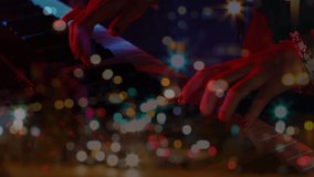 Animation of blurred road traffic over caucasian woman playing piano. party, music and entertainment concept digitally generated video. - Powered by Shutterstock - Get 15% off with code: PIKWIZARD15