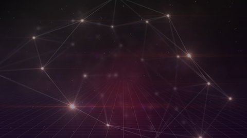 Animation of connections with lights moving over brown space. global network, connections, communication and technology concept digitally generated video.