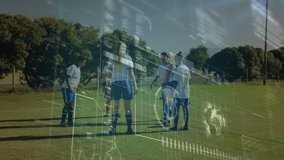 Animation of data processing over diverse boys and girls playing soccer outdoors. global sports, network connections and technology concept digitally generated video. - Powered by Shutterstock - Get 15% off with code: PIKWIZARD15
