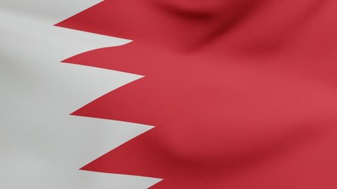 National flag of Bahrain waving original size and colors 3D Render, alam al Bahrayn or Flag of the Kingdom of Bahrain textile symbolize the five pillars of Islam