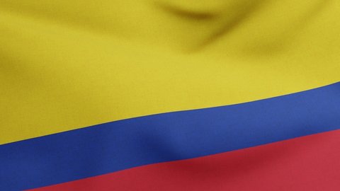 National flag of Colombia waving original size and colors 3D Render, Republic of Colombia flag textile, El Tricolor Nacional or coat of arms of Colombia