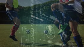 Animation of data processing over diverse boys and girls playing soccer outdoors. global sports, network connections and technology concept digitally generated video. - Powered by Shutterstock - Get 15% off with code: PIKWIZARD15