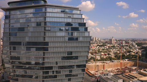 Tel Aviv business skyline - Aerial drone view 4k, Israel - 22.02.2022