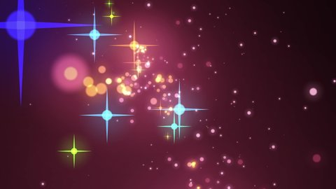 Futuristic fireworks of multi-colored particles similar to stars and balls in neon light rays. Background with particles of different depth and sharpness. Festive background, disco. 3d. 4k. Isolated b