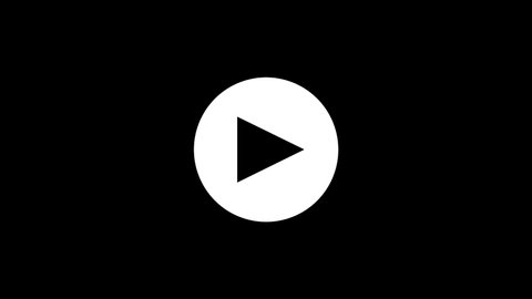 White picture of play button on a black background. button on digital player. Distortion liquid style transition icon for your project. 4K video animation for motion graphics and compositing.