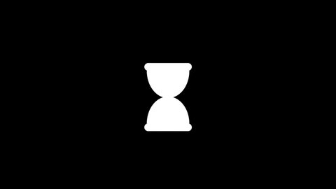 White picture of hourglass on a black background. hourglass for measuring time. Distortion liquid style transition icon for your project. 4K video animation for motion graphics and compositing.