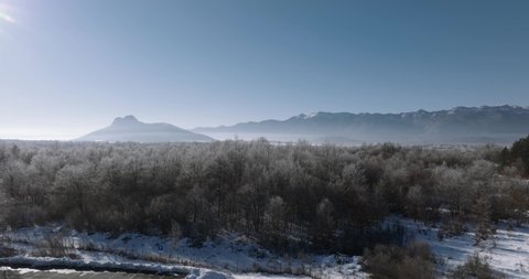 Aerial view of the plateau Zir in the Lika region, winter season in Lika-Senj County.