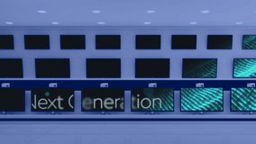 Animation of screensavers with next generation on screens in tech store. digital interface, technology and communication concept digitally generated video. - Powered by Shutterstock - Get 15% off with code: PIKWIZARD15