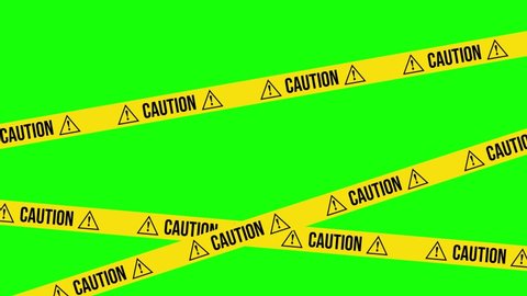 CAUTION Barricade Tape Lines 4K Animation, Green Background for Chroma Key Use