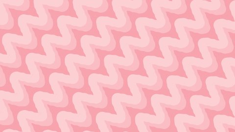 Rounded  pink zigzag lines move diagonally. Abstract 4K pink background.