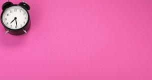 Coffee cup on pink background.  Concept of coffee time. Stop motion. Top view. Animation, 4k 