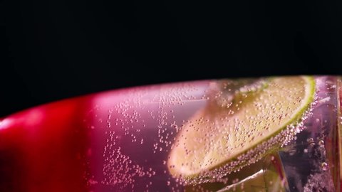 Sparkling white wine or cava or prosecco in champagne glass with bubbles