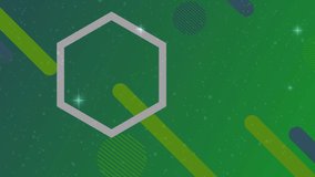 Hexagonal shape, bunch of balloons and abstract shapes moving against green background. backgrounds with abstract texture and design concept - Powered by Shutterstock - Get 15% off with code: PIKWIZARD15