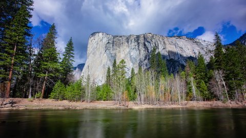 Time Lapse - Beautiful Cloudscape in Yosemite National Park with Merce River