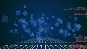 Digital animation of binary coding and data processing against blue square icons on blue background. digital interface technology concept - Powered by Shutterstock - Get 15% off with code: PIKWIZARD15