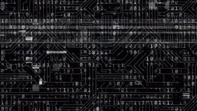 Binary coding data processing against microprocessor connections on black background. digital interface and technology concept - Powered by Shutterstock - Get 15% off with code: PIKWIZARD15