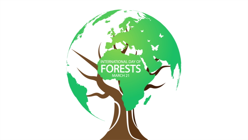 International Day of Forests 21 March, art video illustration.