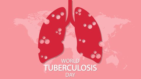 World TB Day lung lesions, art video illustration.