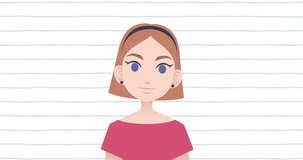Animation of woman talking over school icons. national mentoring month and celebration concept digitally generated video.