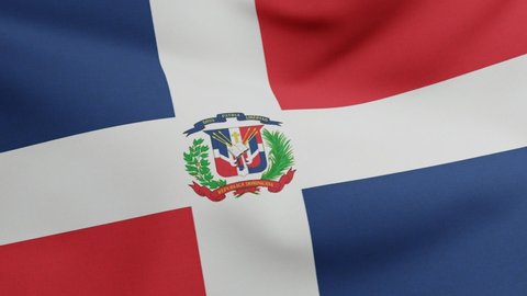 National flag of Dominican Republic waving original size and colors 3D Render, Dominican flag textile designed by Juan Pablo Duarte, Dominican Republic independence day