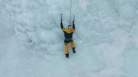 Ice Wall Climbing Drone Video, Palandoken Ski Centre Erzurum Turkey