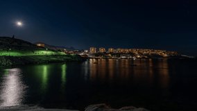 Full moon and the skyline of Nuuk in Greenland. Seen at winter - Powered by Shutterstock - Get 15% off with code: PIKWIZARD15