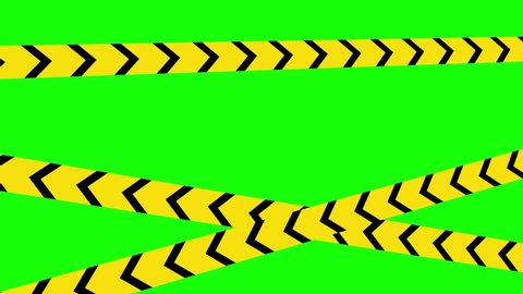 Animated Barricade Tape Small Arrow Lines 4K Animation, Green Background for Chroma Key Use