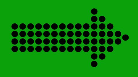 Loop animation of dotted arrow, on a green chroma key background