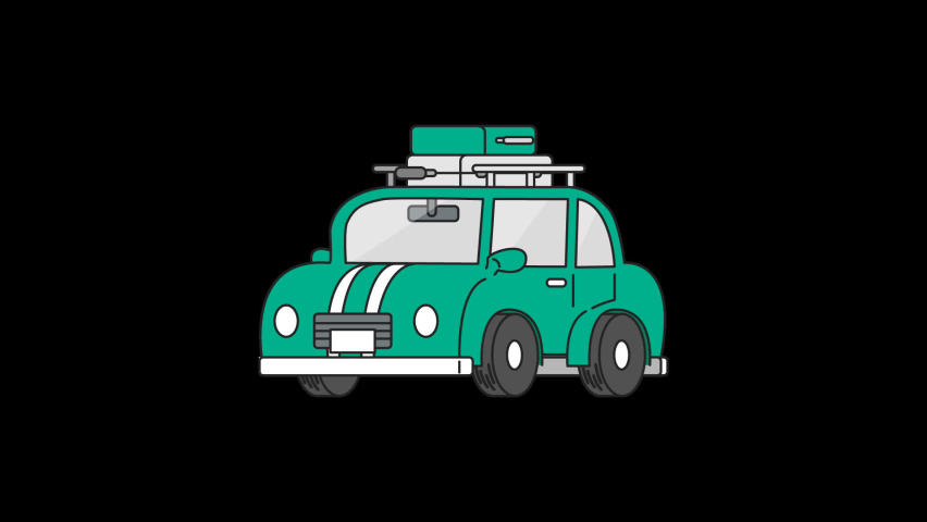 2D Illustration Image Car Motion Green Car