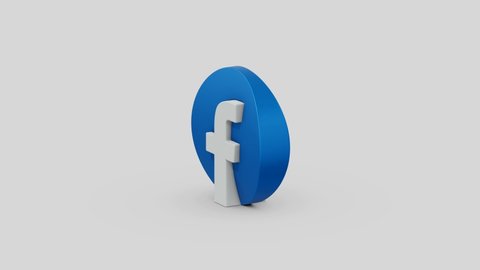San Francisco, California, USA - March 25 2022: Facebook 3d tablet style logo rotation on grey background