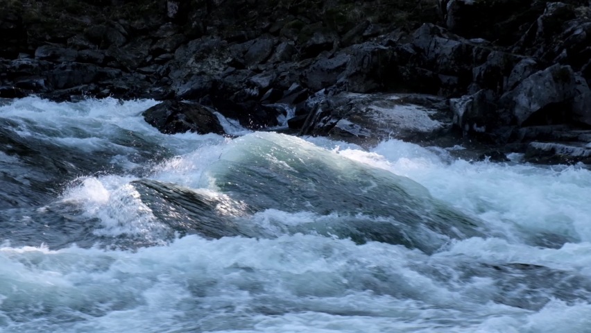 Threshold on the mountin river in slowmotion