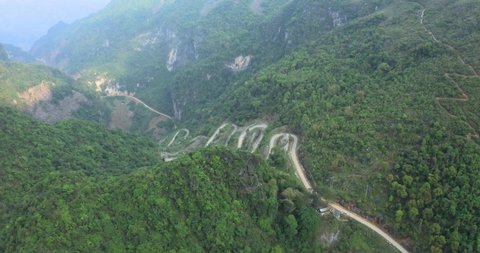 Mẻ Pia pass in Cao Bang, Vietnam. The landscape of area Trung Khanh,Cao Bang, Vietnam. One of the most incredible and scenic mountain passes in Vietnam. Looking down from above, it looks like a giant snake.