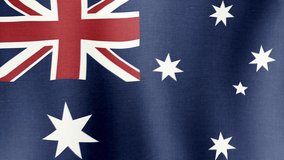 Animation of the national flag of the country of Australia fluttering in the wind with a fabric texture in 4K