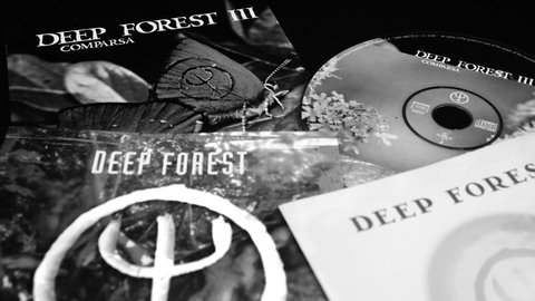 Rome, February 22, 2022: CD covers of the electronic-ethnic group DEEP FOREST. project by Eric Mouquet and Michael Sanchez. They imposed themselves in the 90s. nominated for the 1993 Grammy Award