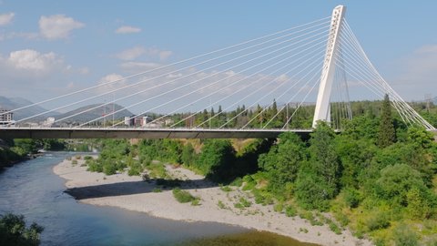 Millenium Bridge over the Moraca river in Podgorica, capital of Montenegro