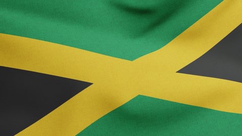 National flag of Jamaica waving original size and colors 3D Render, Republic of Jamaica flag textile, coat of arms Jamaican independence day, Jamaican Patois Jumieka